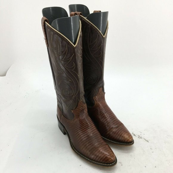 Acme Western Cowboy Boots Womens 6.5M Brown Faux L - Picture 3 of 10